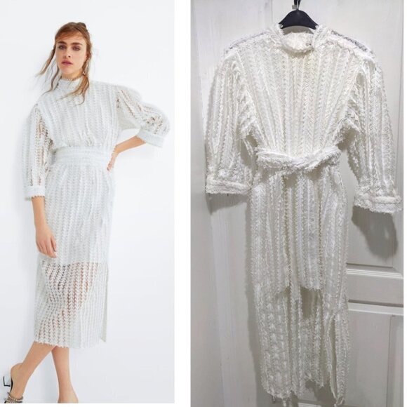 Zara | White textured midi dress - Picture 1 of 12